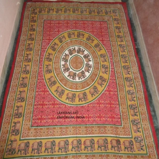 New Round Elephant Mandala Printed Cotton Bed Sheets/Wall Hangings Tapestry Wholesale From India