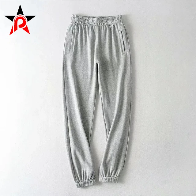 High Quality French Terry Women Casual Elastic Bottom Joggers Pants High Waist Drawstring Pleated Women Sweatpants