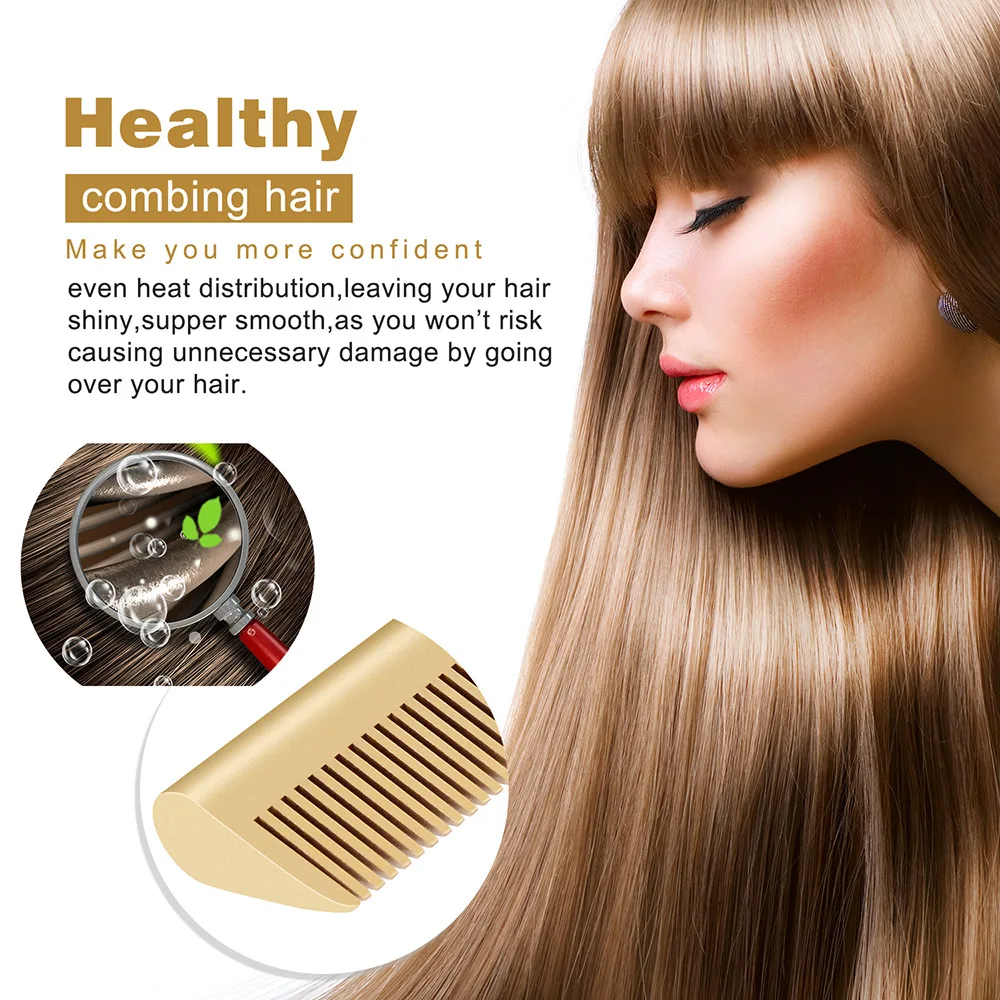 Bling Air High Temperature Handle Hair Straightener Pressing Combs Heating Heat Electric Gold Heated Styling Gear Hot Iron Comb