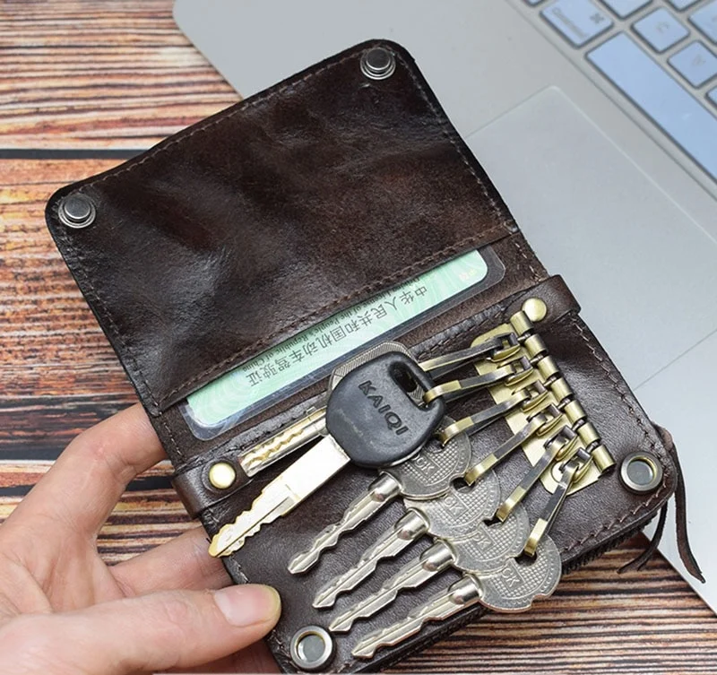 Содержание упаковки простой водительского удостоверения пакет мульти функциональные клавиши изменения Сумки для хранения загара Натуральная Воловья кожа мужские ATO-0111