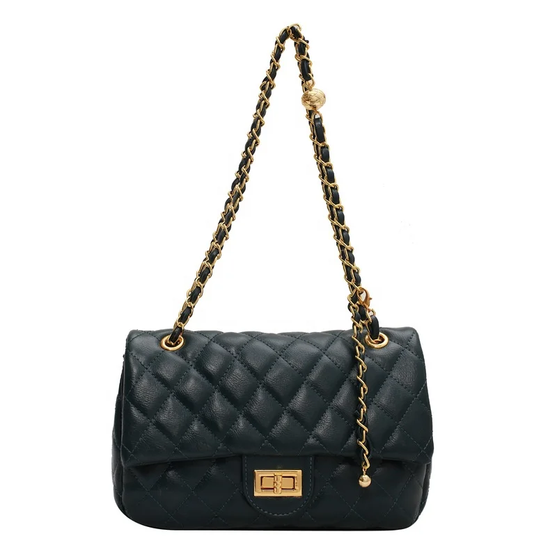 bolsa de hombro factory wholesale pu leather lady shoulder bag women 2021 new large-capacity simple Lingge chain bag