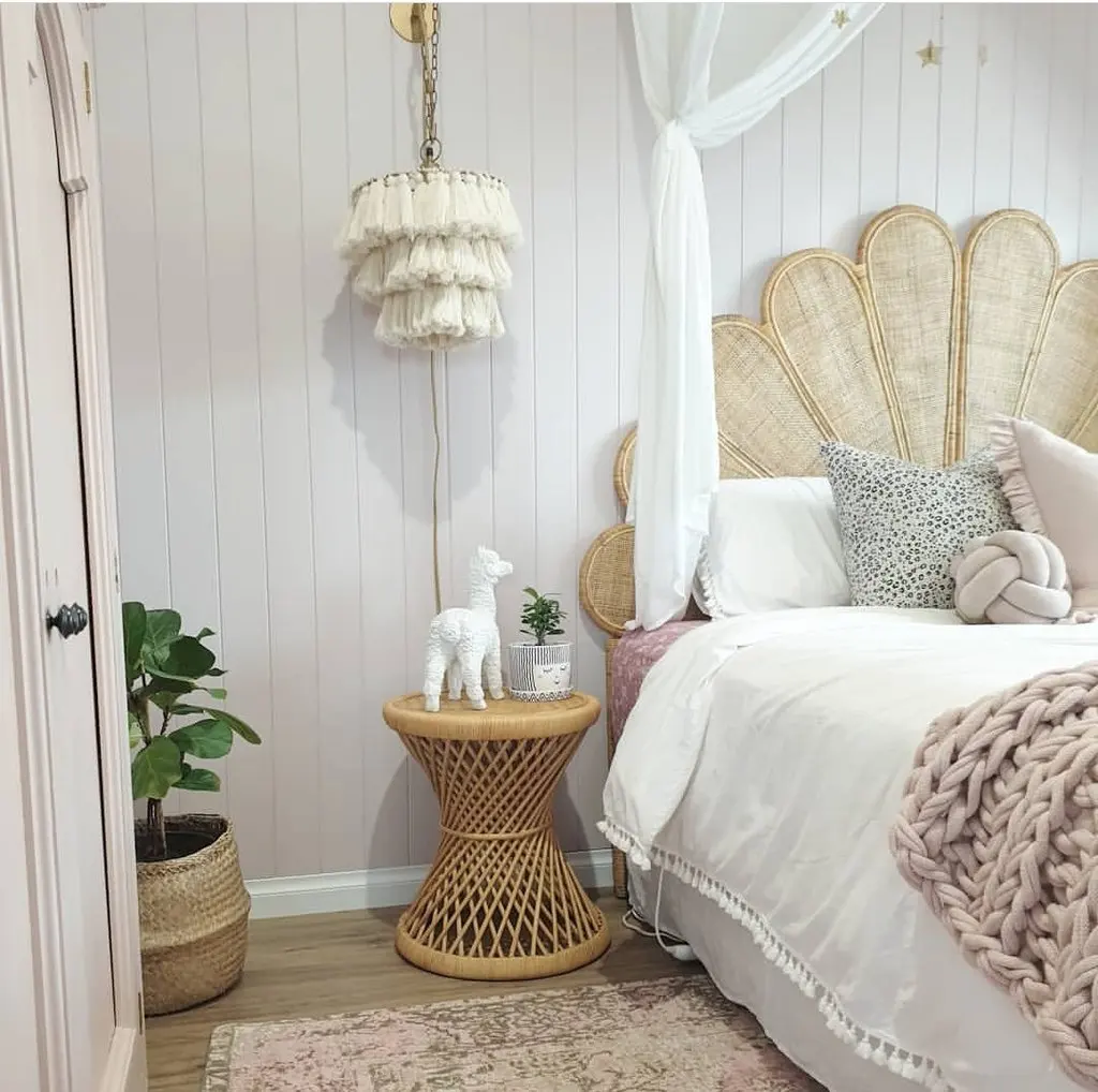 Винтажный Плетеный изголовье из ротанга