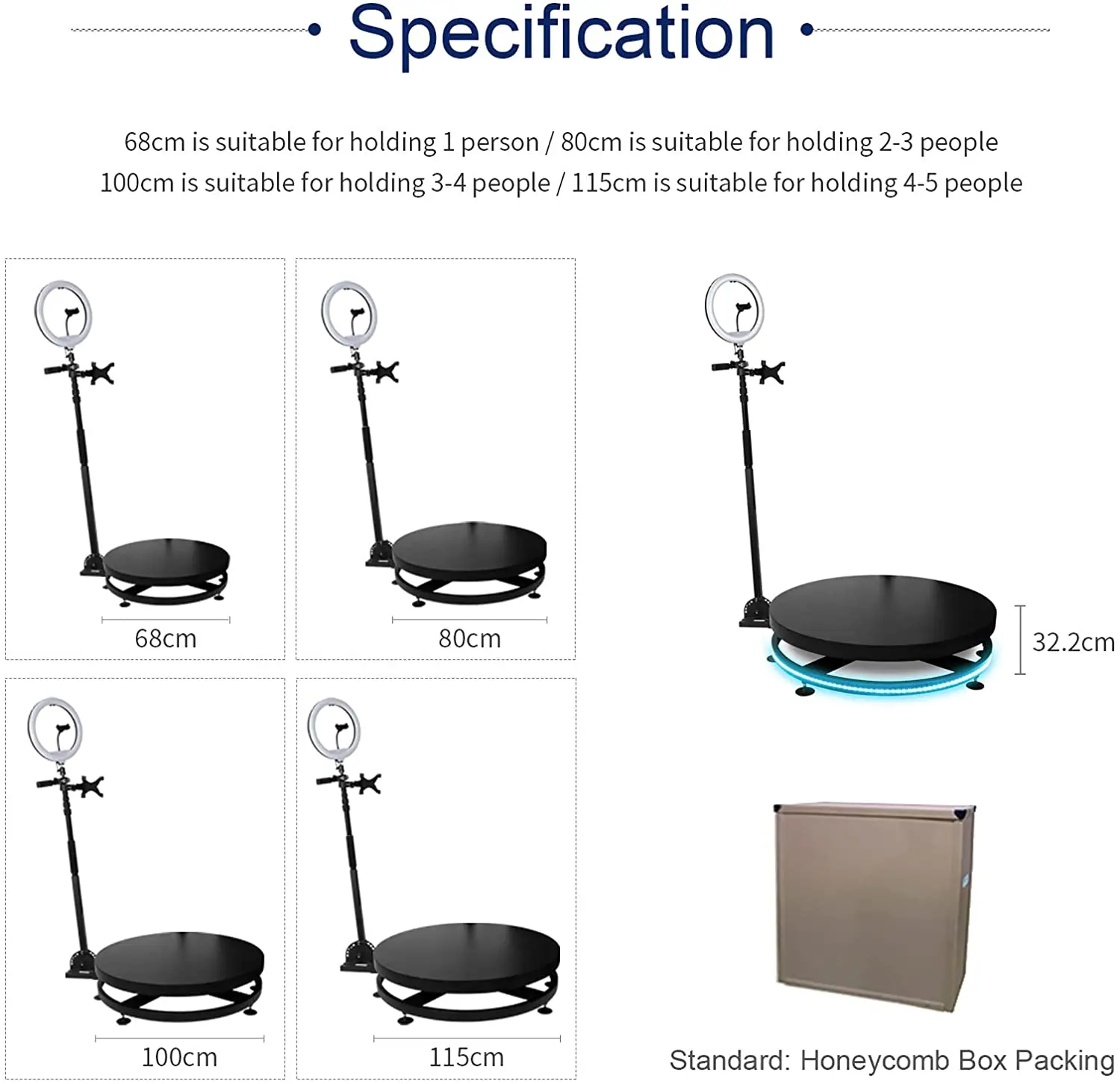 Video camera portable 360 degree photo booth wireless automatic rotating selfie wedding business photobooth