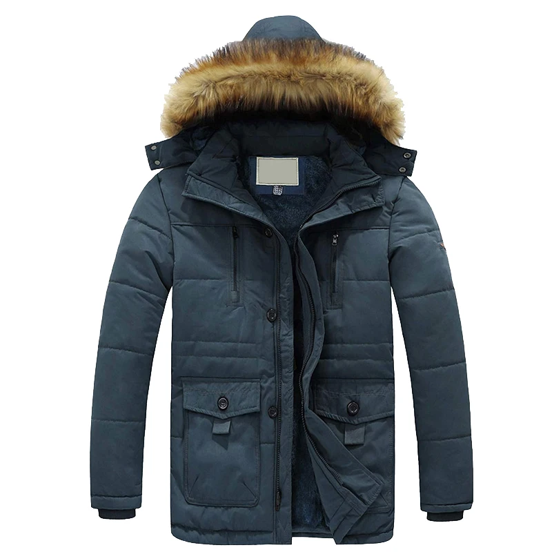 new Wolf Fur Puffer Down Filled Quilted Detachable Removable Hood Men Canada Parka Down Coat Jacket