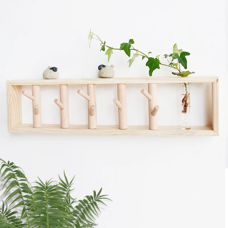 
Shengqu custom nordic rustic decorative wooden coat wall hook 