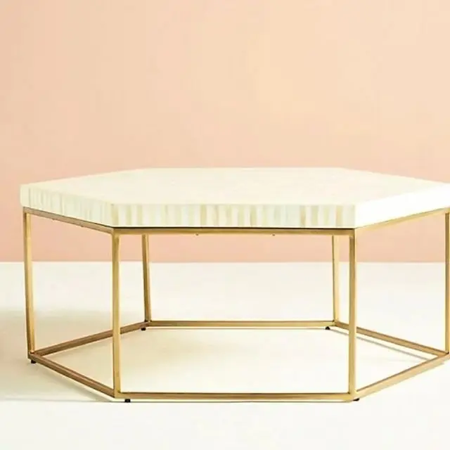 Hexagon Bone Inlay Coffee Table Modern Accent Jodhpur Handcrafted Bone Inlay Furniture India Coffee Side Table For Living Room