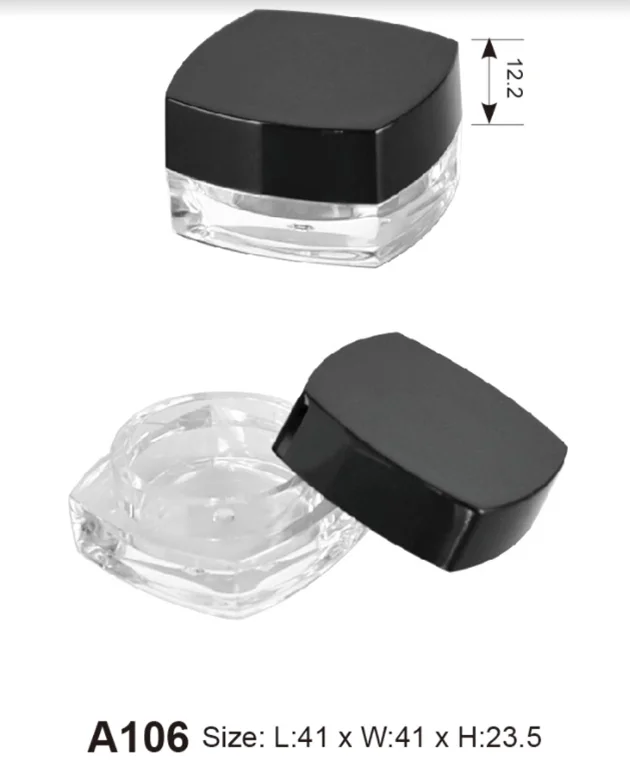 OEM/ODM Square Shape Clear Plastic Container Glitter Jar Case(A106)