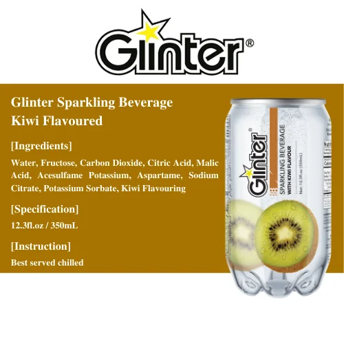 Kiwi Flavor Soda Sparkling Beverage Halal Certification with Low Sugar Transparent Plastic Tin Packaging Top Selling Beverages