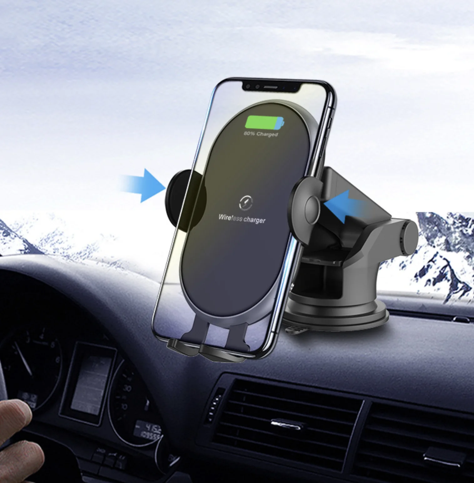 
15W Automatic Sensor Car Mount Wireless Charger (Car Vent Clip Net/Dash Board Stand ) 