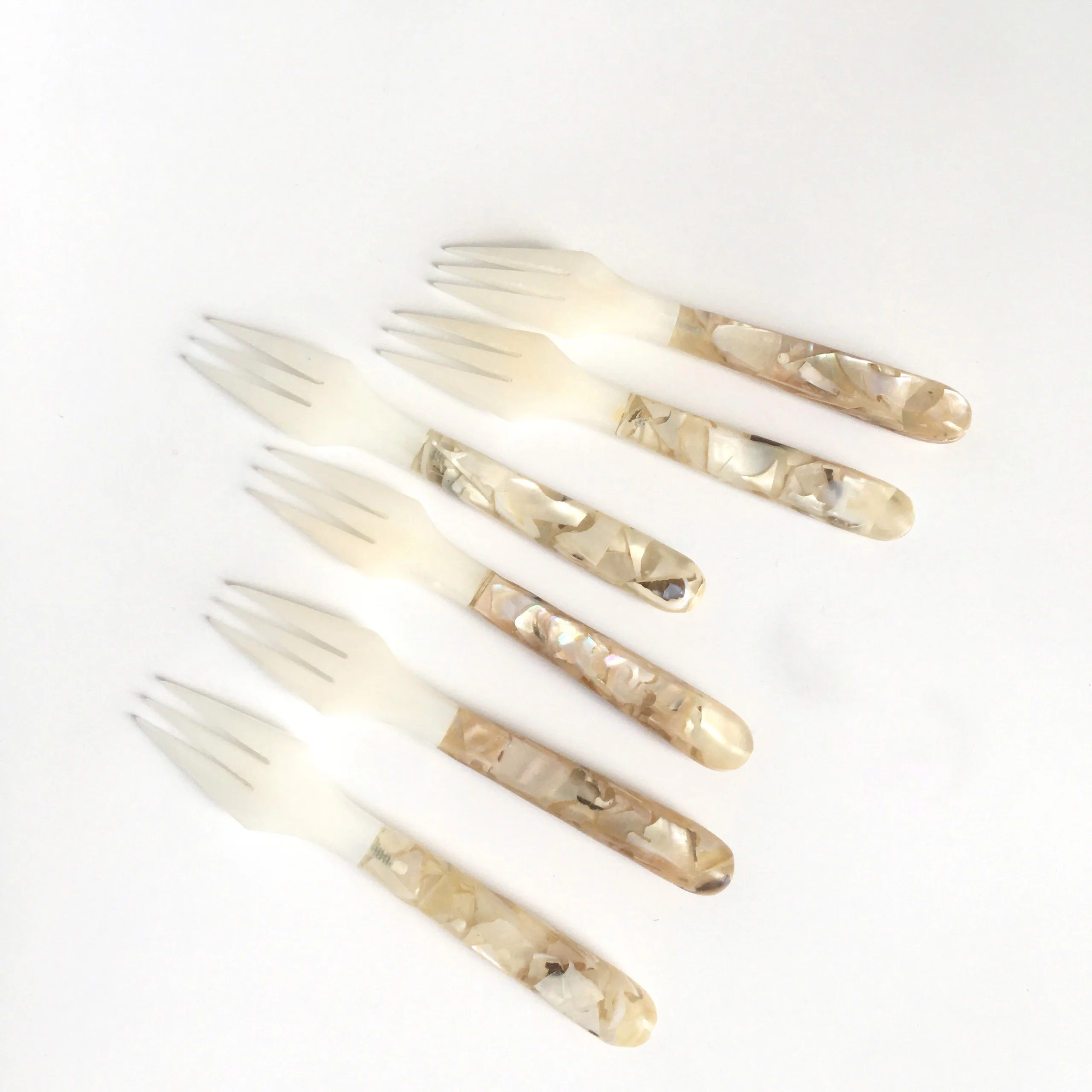 Wholesale Spoon Set 6 Pieces Handicraft Mother of Pearl Fork Sustainable Serving Set Restaurant Kitchen Forks Flatware Set