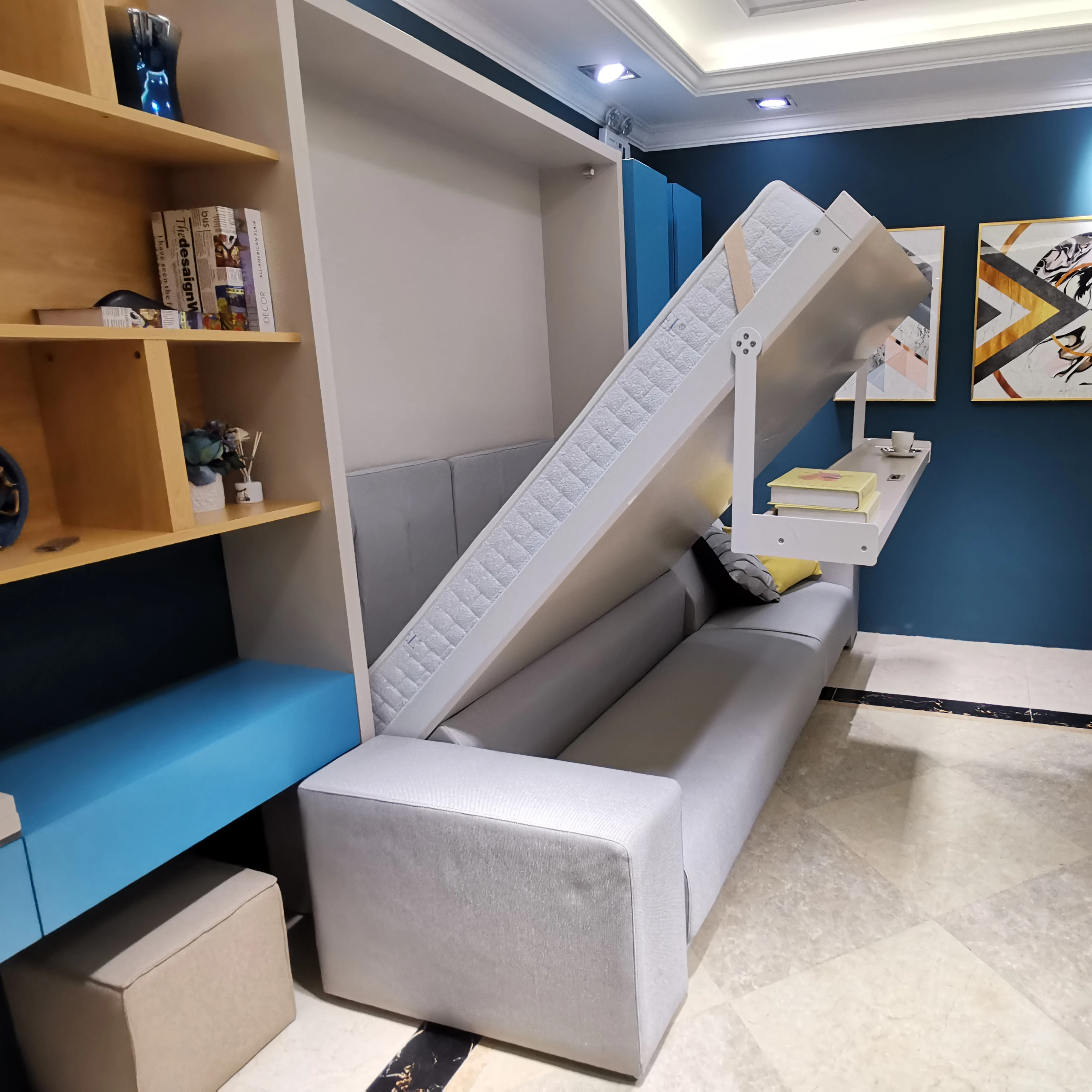 Yu murphy bed Vertical Wall bed with Sofa & Bookshelf