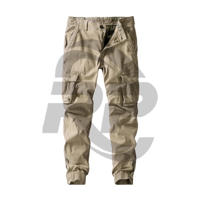 
Six Pocket Stacked Stack Mens Khaki Utility Jogger Tactical Multi for Men Streetwear Cargo Pants 