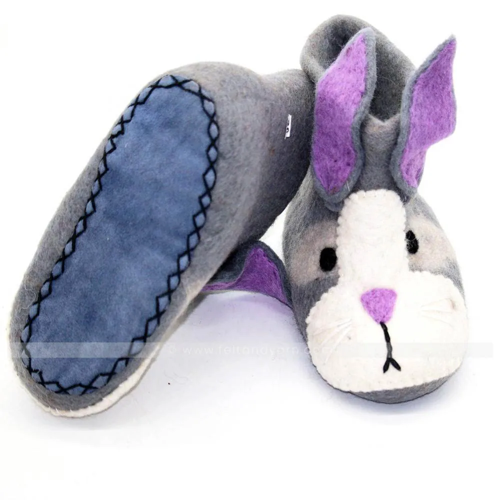 FSS-006 Rabbit Eared Eco-friendly Indoor Warm Felt Shoes and Booties New Zealand Wool felted by Skilled Women Artisans of Nepal