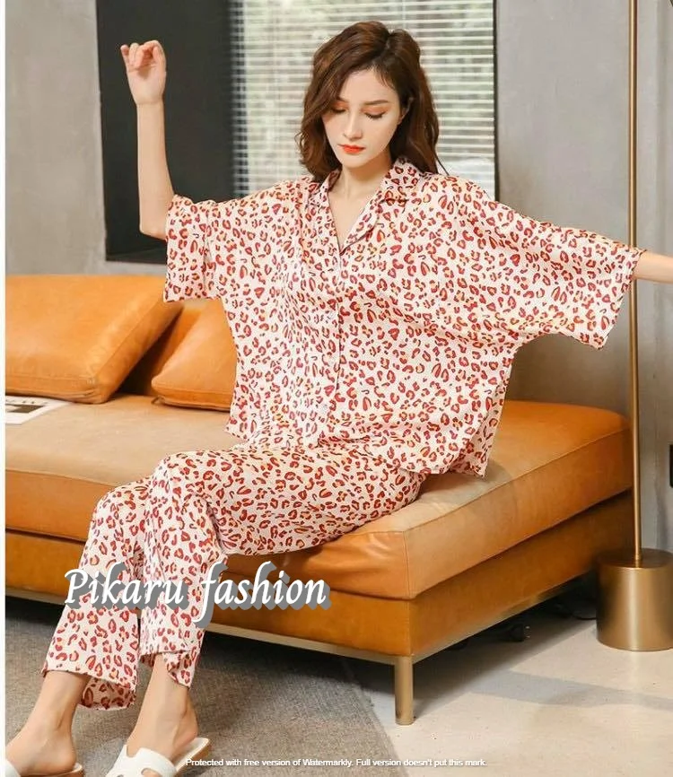 Women Fancy Printed Sleepwear Dresses For Sleeping Floral Two Piece Shirt Pajama Bohemian Cotton Fashion Night Suit
