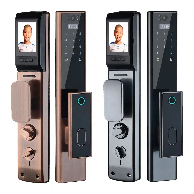 Fully Automatic  Modern New Design Electronic Smart Door Lock Fingerprint, Smart Door Lock with camera cerradura inteligente