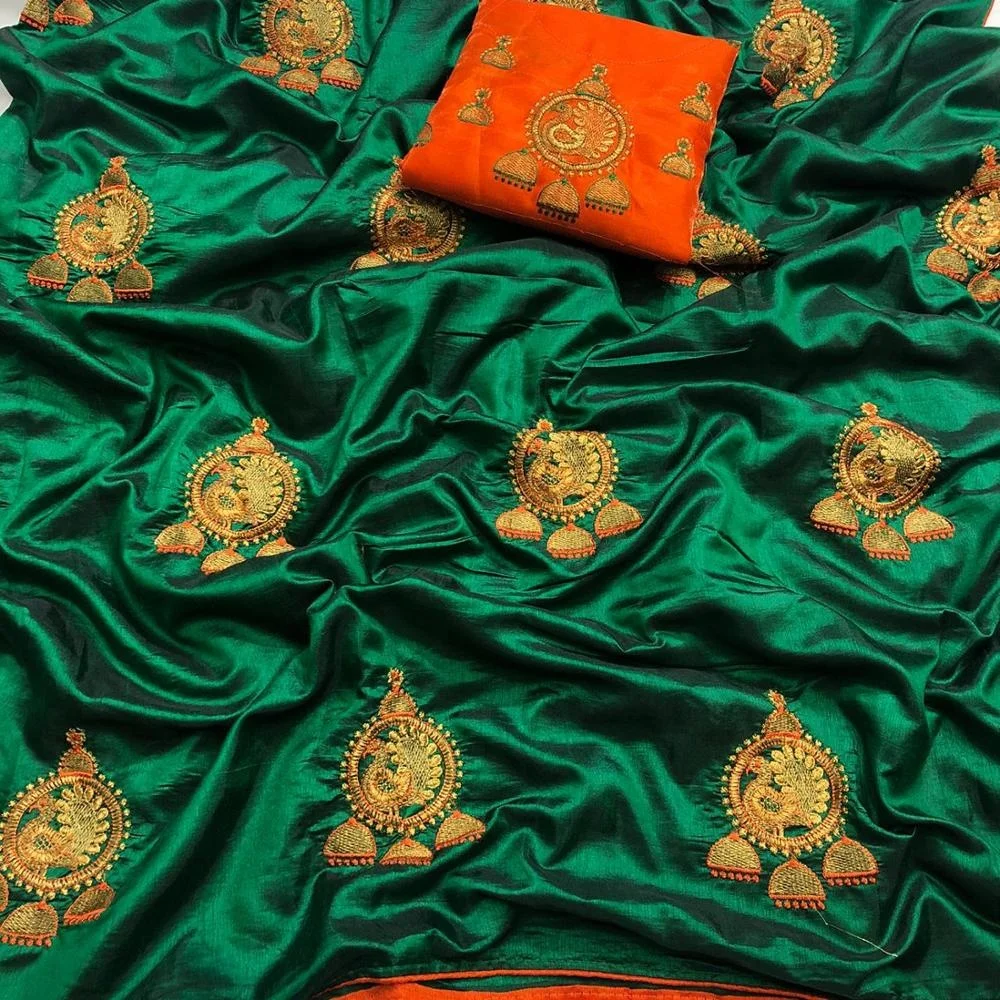 Beautiful Sana silk saree with embroidered work