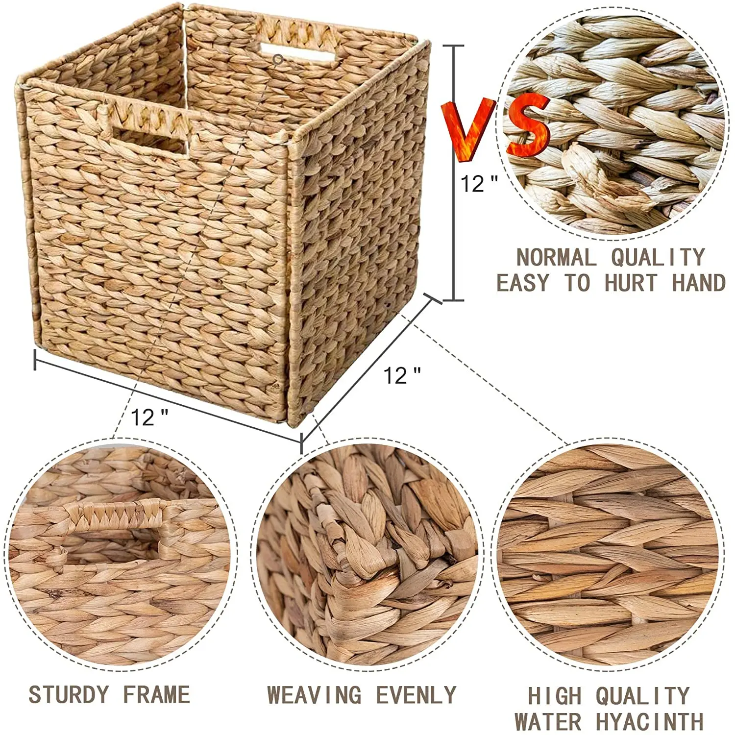 set 4 Natural open natural woven sea sedge clothes storage foldable laundry basket also woven basket for home decoration