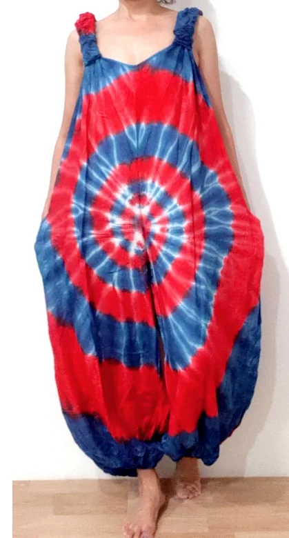 thai HIPPIE BOHO tie dye knot rayon summer maxi romper long jumpsuit pants jumpsuit women playsuits one piece jumpsuit