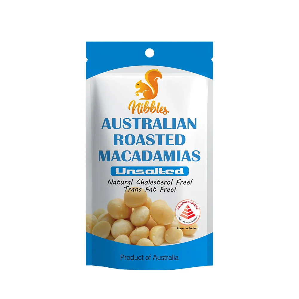 60g Common Dried Nibbles Premium Australian Roasted Unsalted Macadamia Nut In Standup Pouch