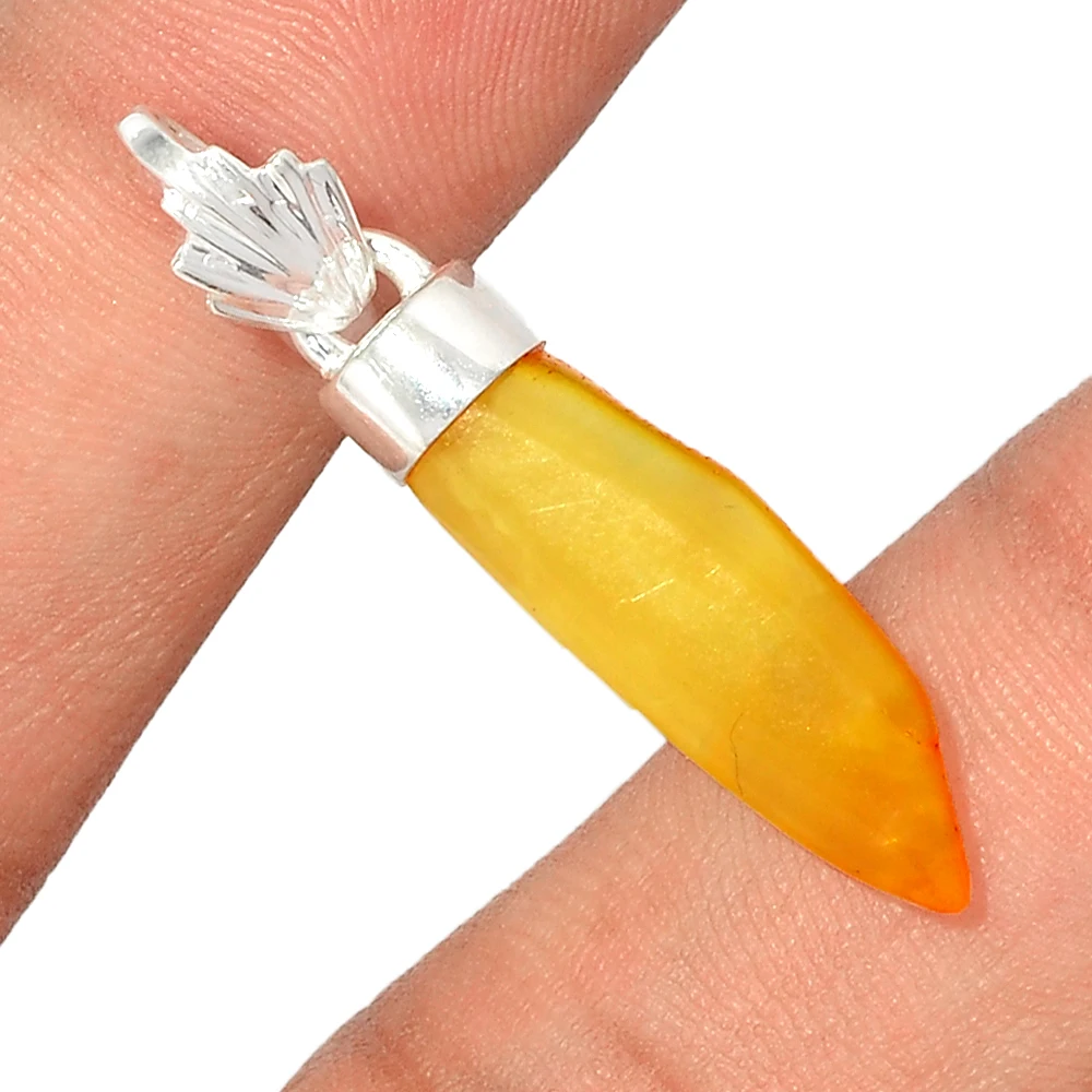 925 Подвеска из драгоценного камня в индивидуальном стиле, однотонные желтые балтийские янтарные Женские Подвески большого размера из камня от индийского дилера