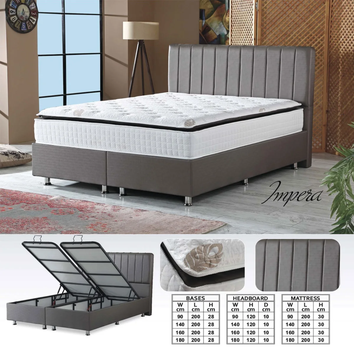 Turkish Furniture bed headboard mattress wardrobe dresser side table bed base Ottoman storage boxspring pocket spring mattress