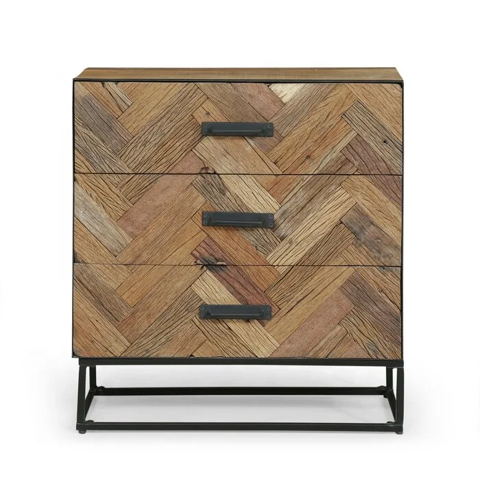 
Industrial Chest of 3 Drawers Cabinet Sideboard Indian Jodhpur Accent Rustic Old Wood Cabinet Living Room Antique Curio Cabinet 