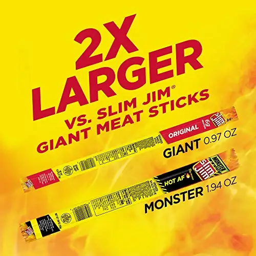 Снэк-палочка для мяса Slim Jim Monster со вкусом горячего AF 1 94 унции Палка (18 шт.)
