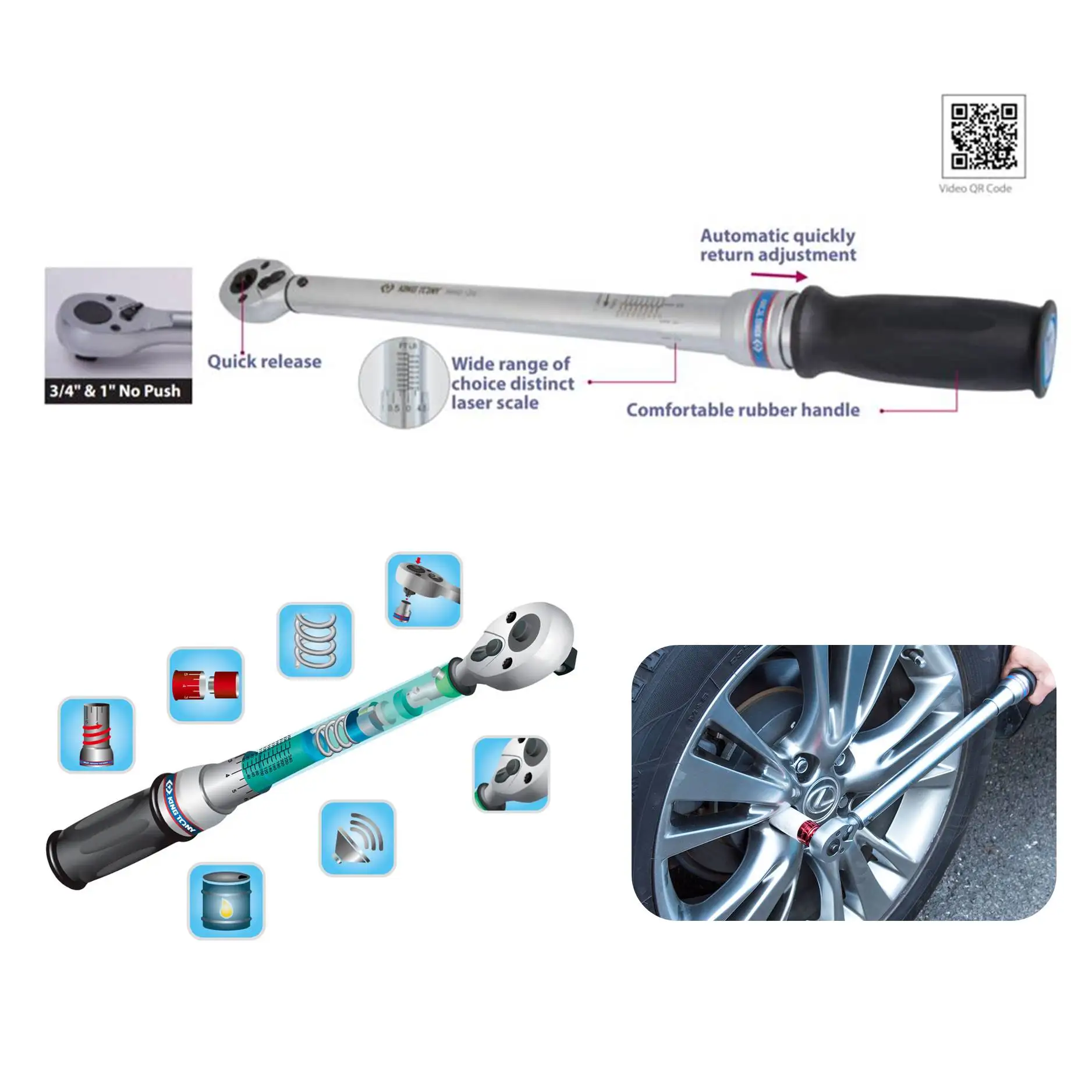 KING TONY 1/2 Inch Wrench With Torque Taiwan Hand Tool 34462-1DG