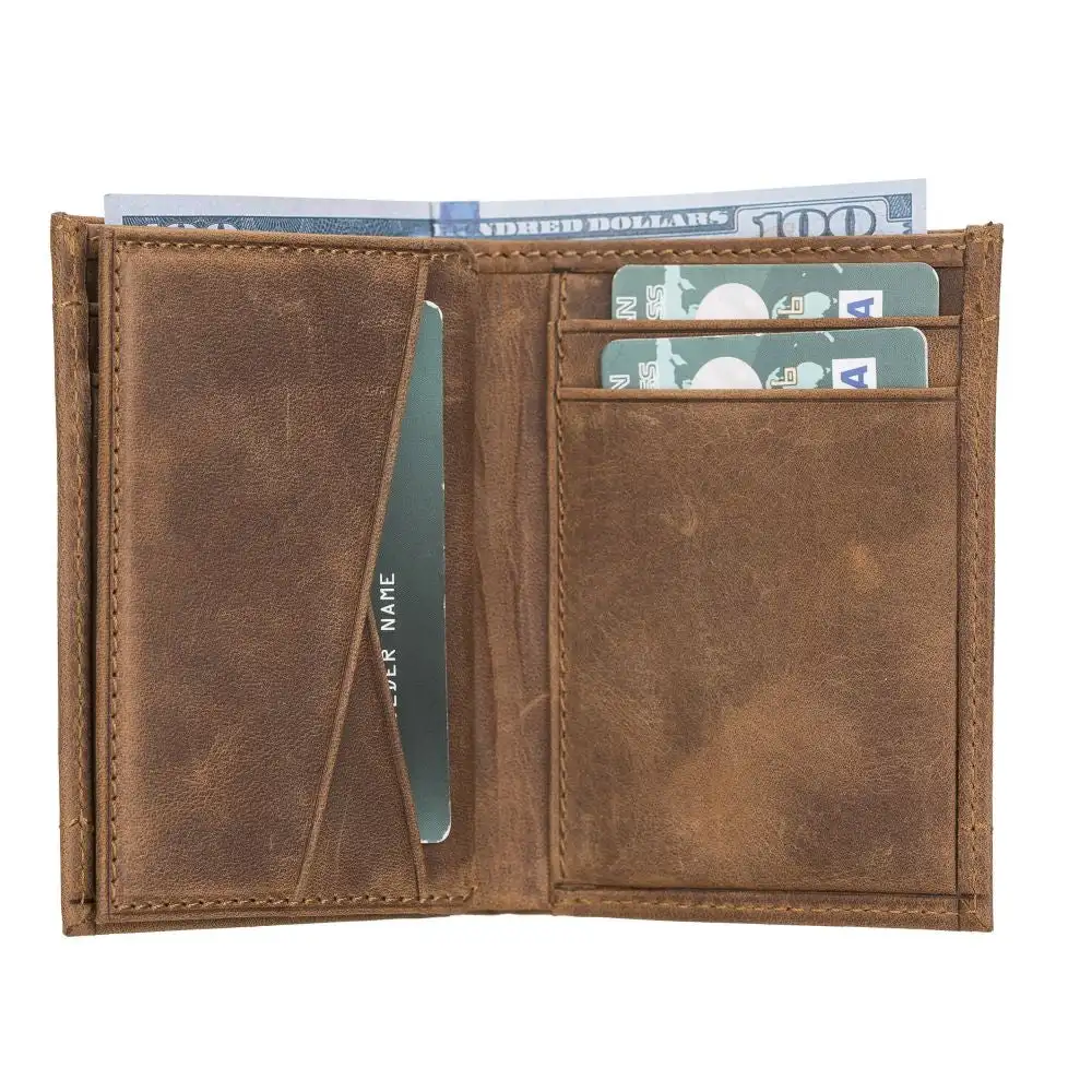 MAKA Elegant Genuine Leather Handmade Unisex Card Holder Wallet with RFID Protection and Color Optional