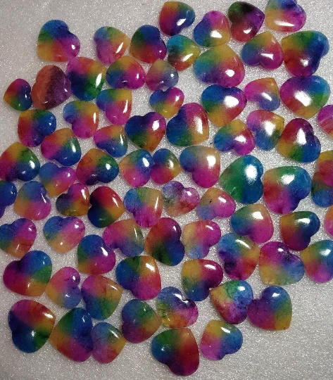 Natural Rainbow Solar Quartz Fancy Heart Shape Loose Cabochons Multi Color Solor Quartz Gemstones Wholesale Lot For Sale Bulk