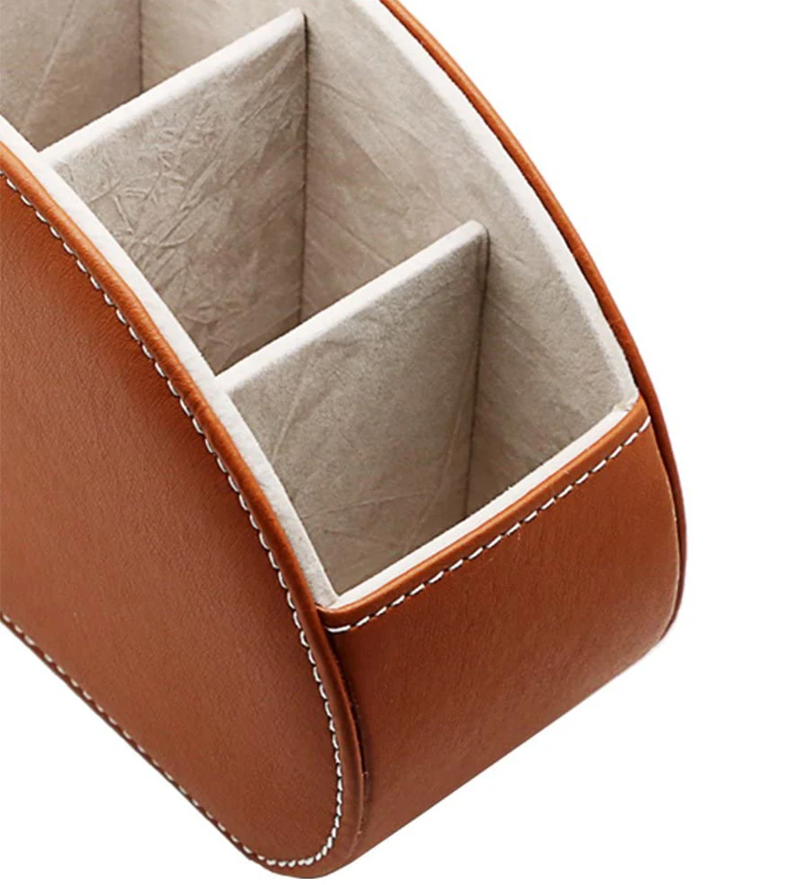 Fashion Remote Control Holder Organizer Table Desk Leather Control Storage TV Remote Control Organizer
