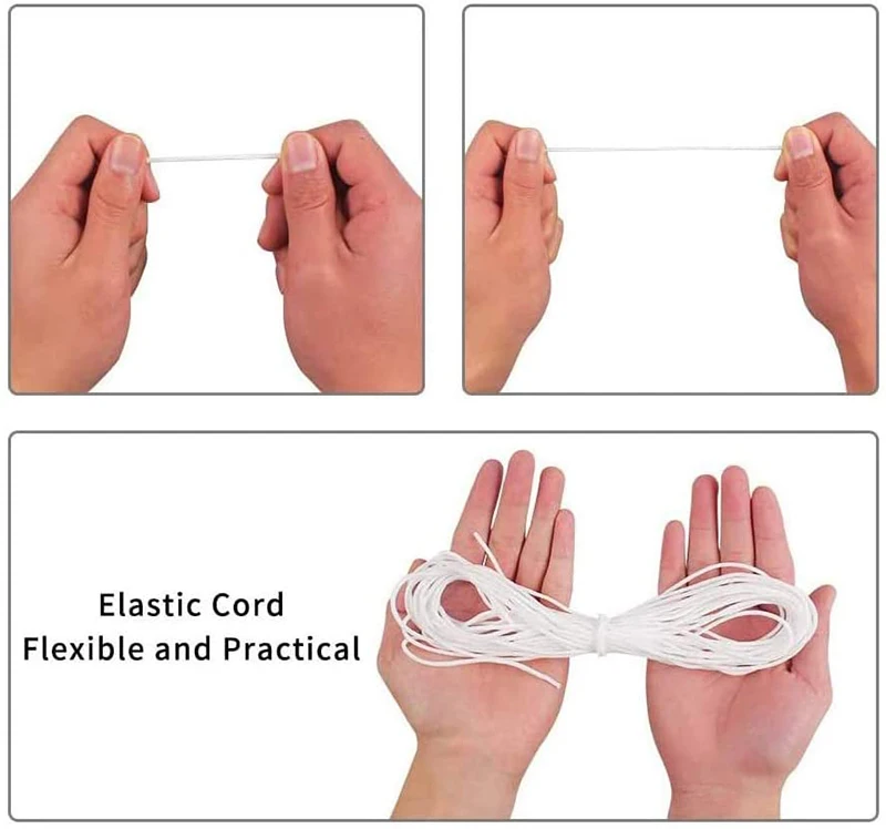White 3mm 5mm Elastic Earloop String Rope Disposable Ear Band Cord Spandex DIY Round Durable Earloop For Sewing