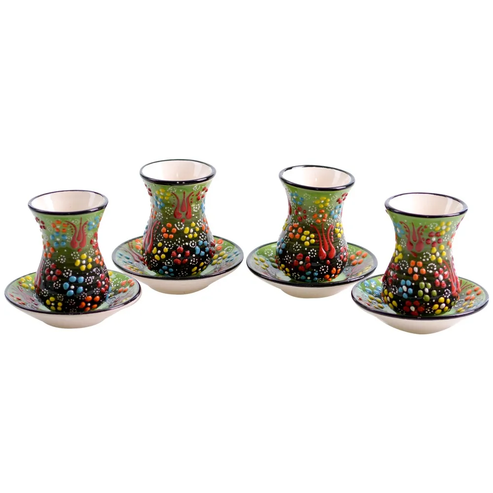 Turkish Handmade Ceramic Tea Set 4 pcs