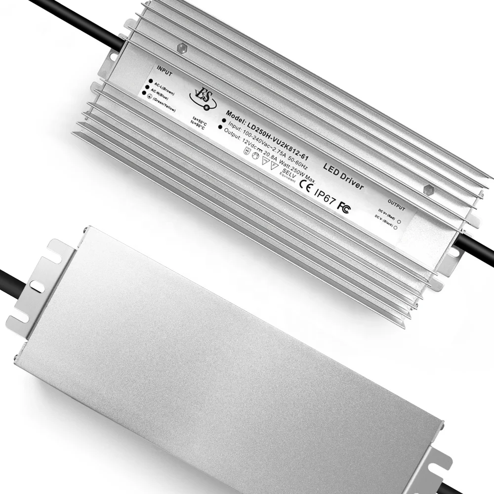 Flicker free 12v 24v 36v 48v power supply 200W 300W 400W constant voltage IP67 waterproof high efficiency led