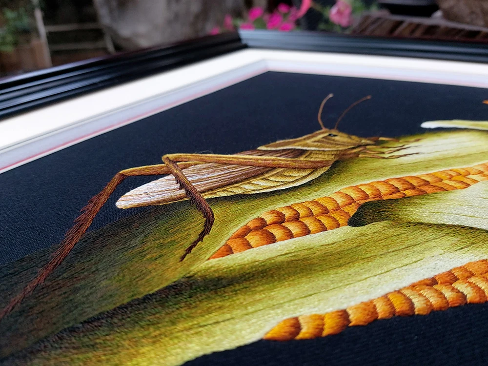 Лучшая цена картины в реалистичном стиле Кузнечик Вышивка Животных от поставщика из Вьетнама