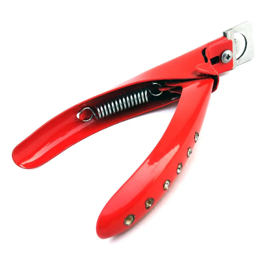 
 Professional Acrylic UV Gel False Nail Clipper Cutter Red Color Coated With Stone Manicure Nail Art Tip cutter  MGI-BUT-0320  