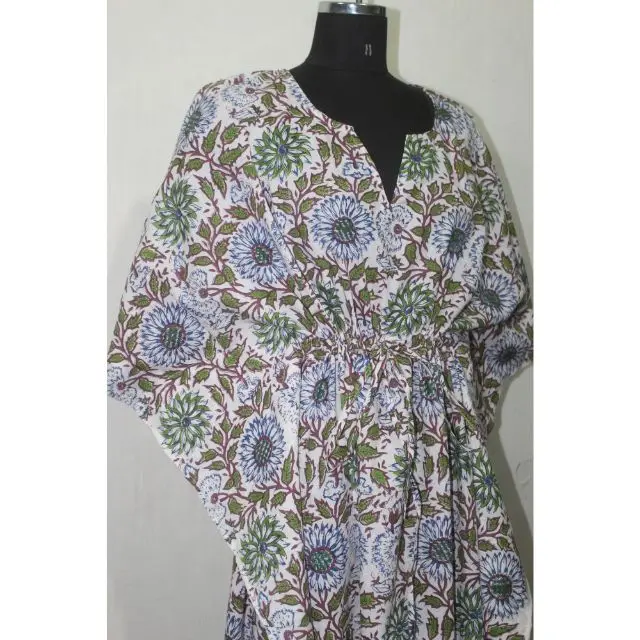 Индийское длинное платье-Кафтан из хлопка с принтом индийская туника Женская праздничная одежда оптом