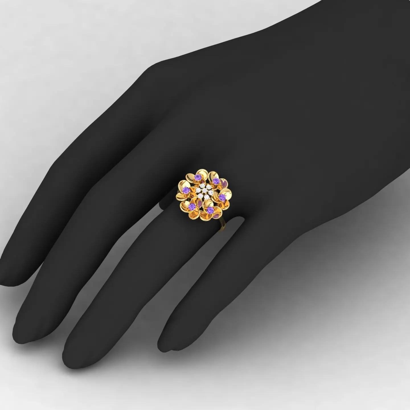 Минималистский синий сапфир кольца из 14-каратного золота с кольцо 14K желтого IJ-SI натурального алмаза