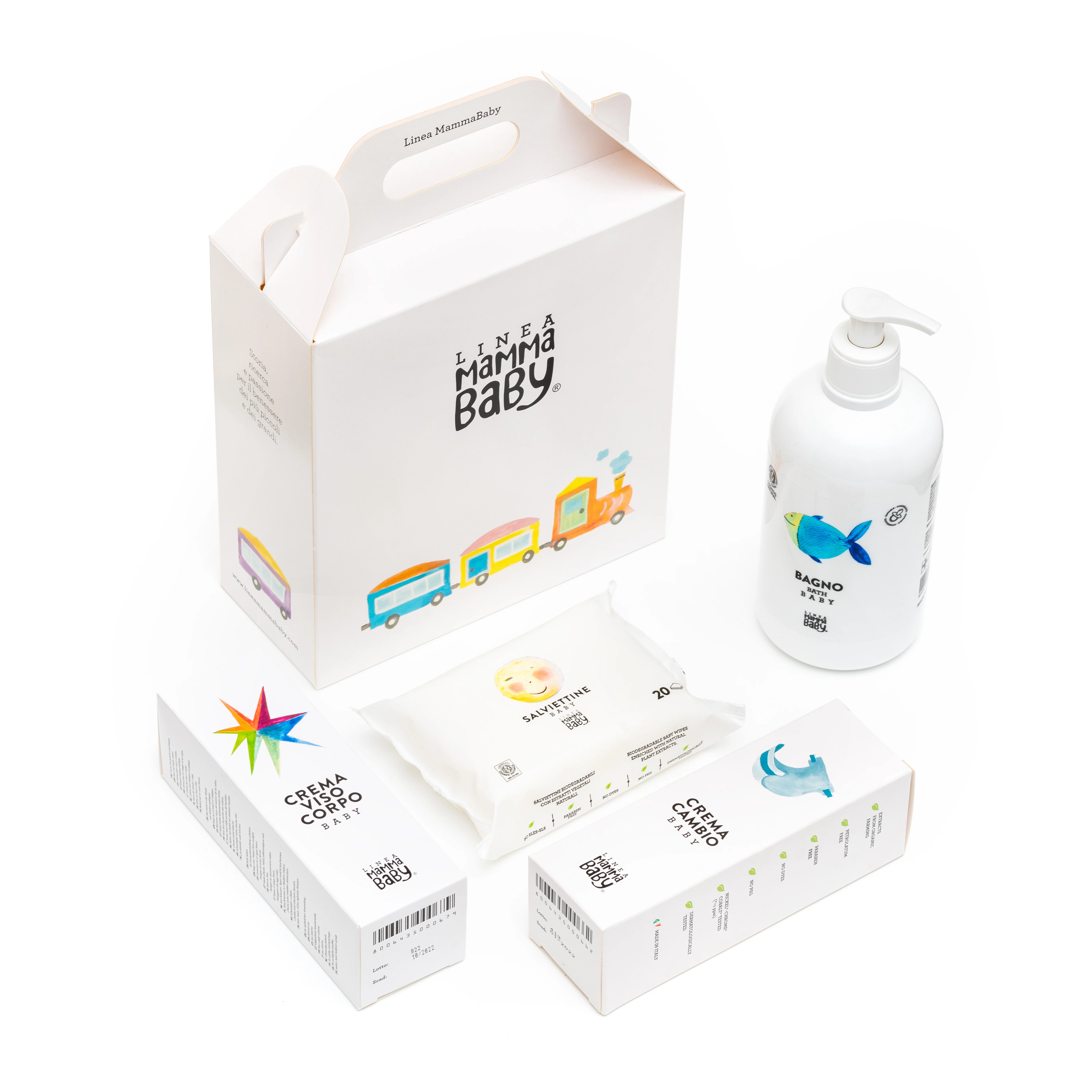 
 Made in Italy products Gift Box with baby cream, shower gel, wet wipes for kids  