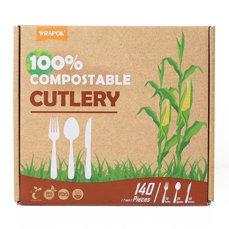 Disposable Corn Starch Biodegradable Plastic Compostable PLA Cutlery Set