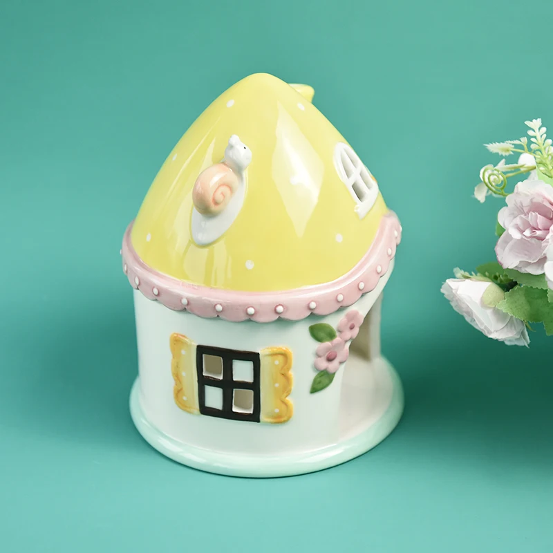 BONWILL Petco Ceramic Mini Pet AnImal Cages And Bath Hamster Hideaway Yellow Mushroom Shaped