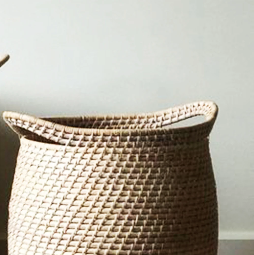 High quality set of 2 Eco friendly Rattan Basket Natural Rattan Storage Laundry Bags & Baskets direct manufacturer