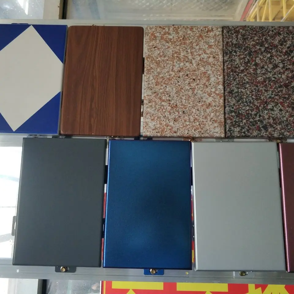 Buildings spray coating metal facade panels aluminum stone grain exterior wall cladding