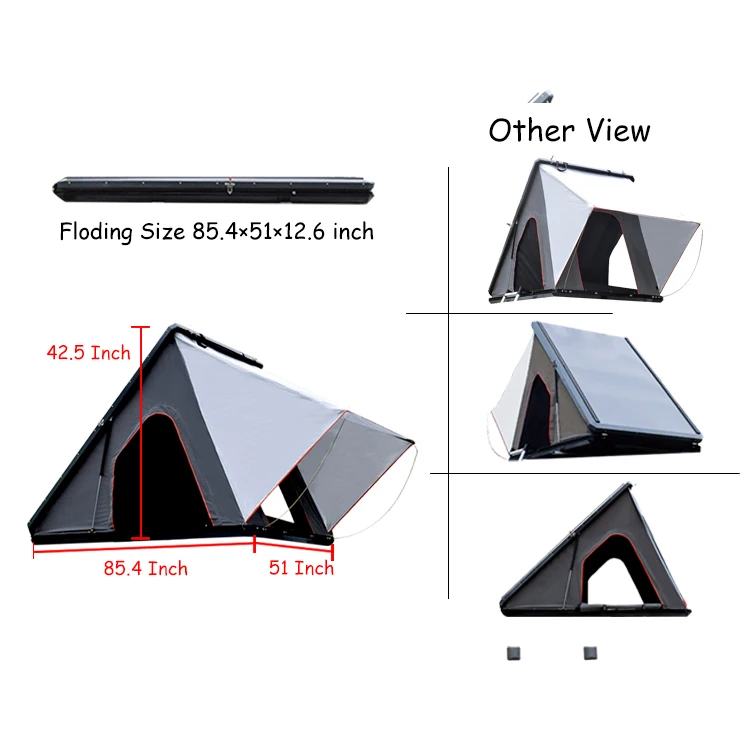 Aluminum Triangle Hard Shell Semi-automatic Hydraulic Car Roof Tent For Camping