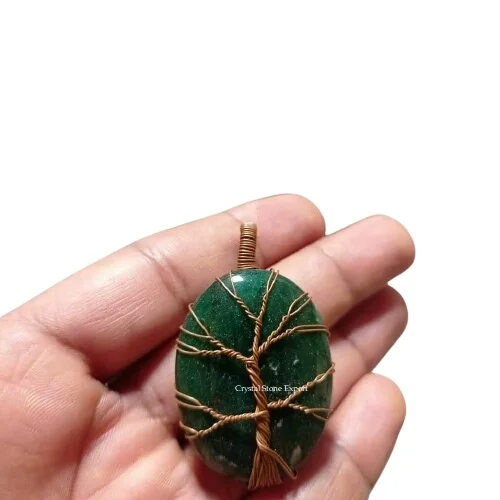 High Quality Green Jade Crystal Wire Wrapped Pendant Green Jade Tree of Life Crystal Wire Wrapped Pendant Gemstone Pendant