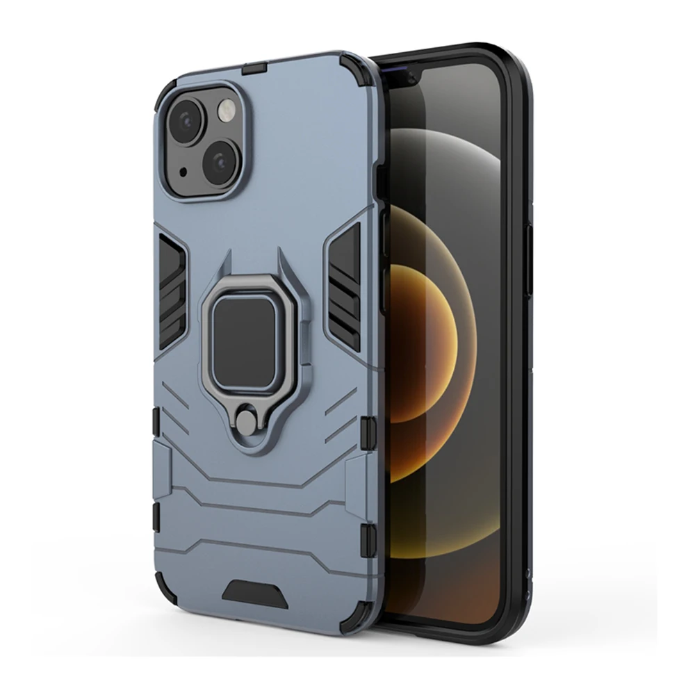 Unique Design Metal Ring Kickstand Dual Layer Shockproof Protection Mobile Phone Case For iPhone 13 12 11 Pro Max  cellphone cas