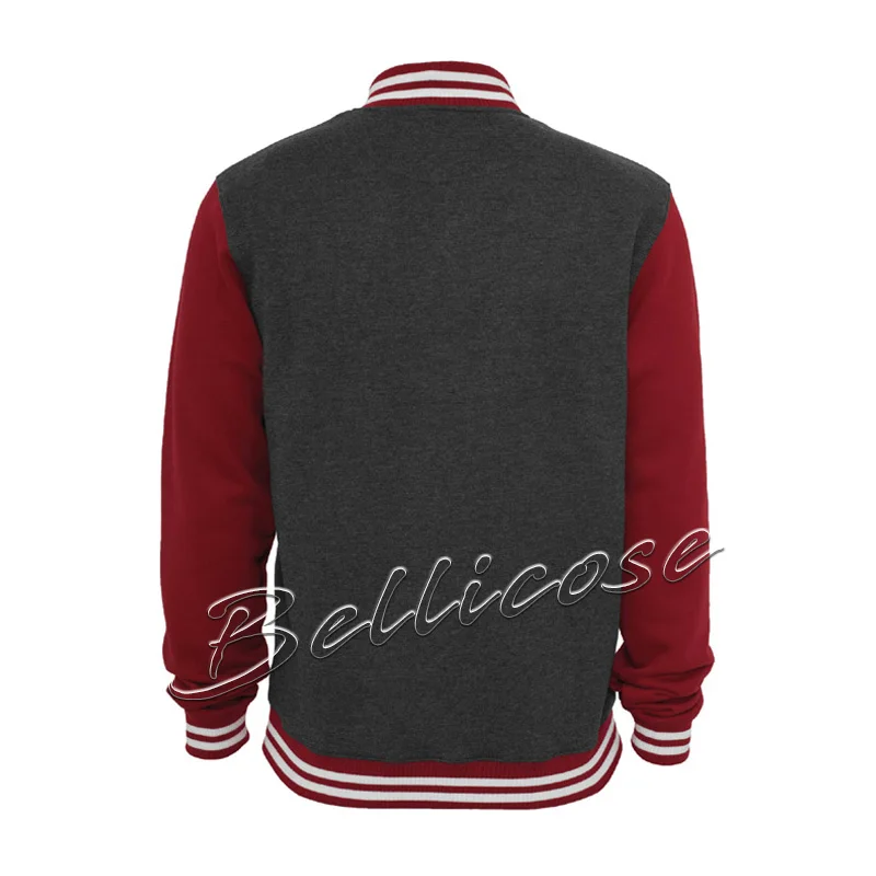 Бейсбольная куртка Bellicose Letterman для старшей школы взрослых с застежкой спереди и Полосатыми Манжетами воротником в рубчик