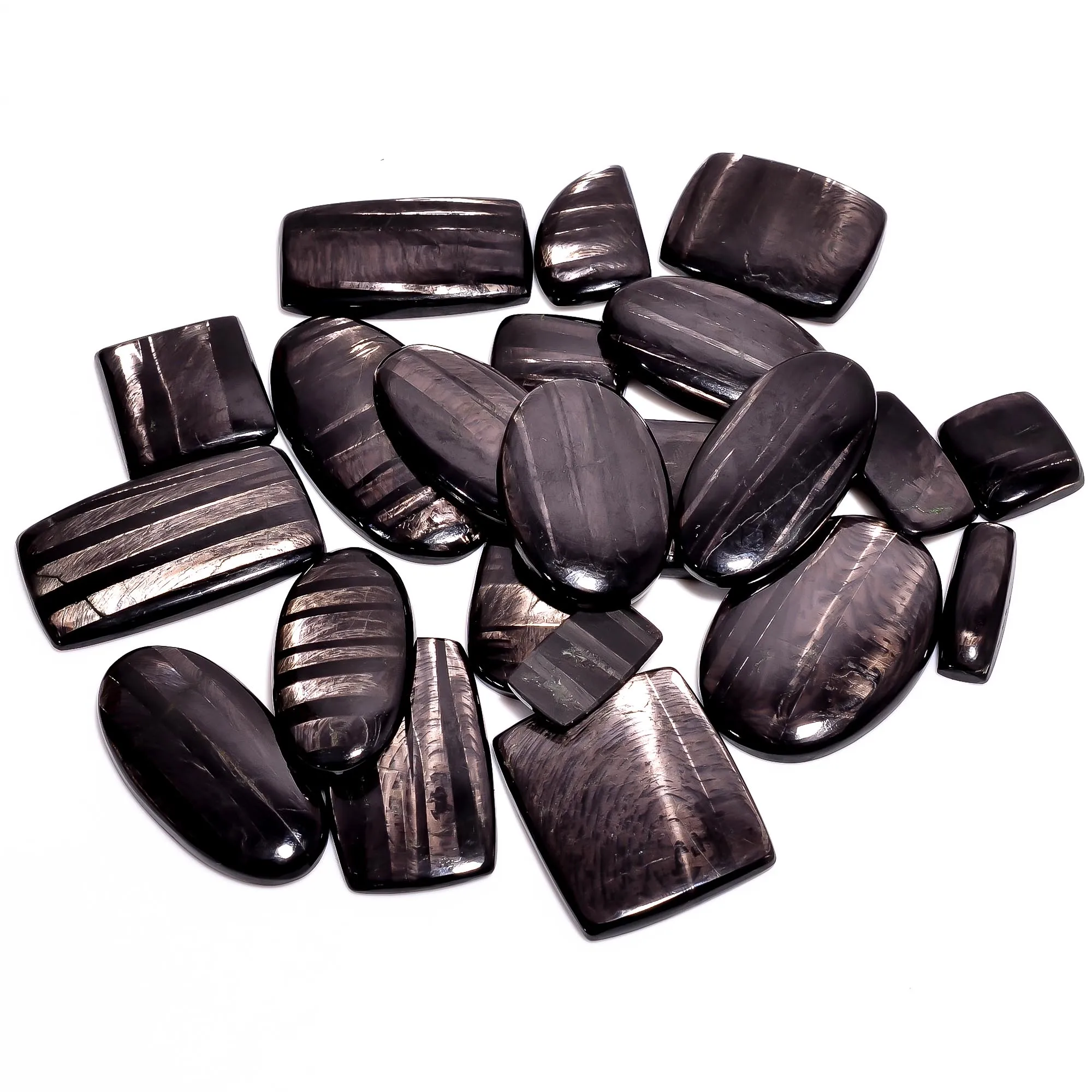 Free Size Natural Hypersthene Stone Smooth Mix Shape Cabochon Lot Per Kilogram from Gemstone Supplier at Wholesale Price Gems