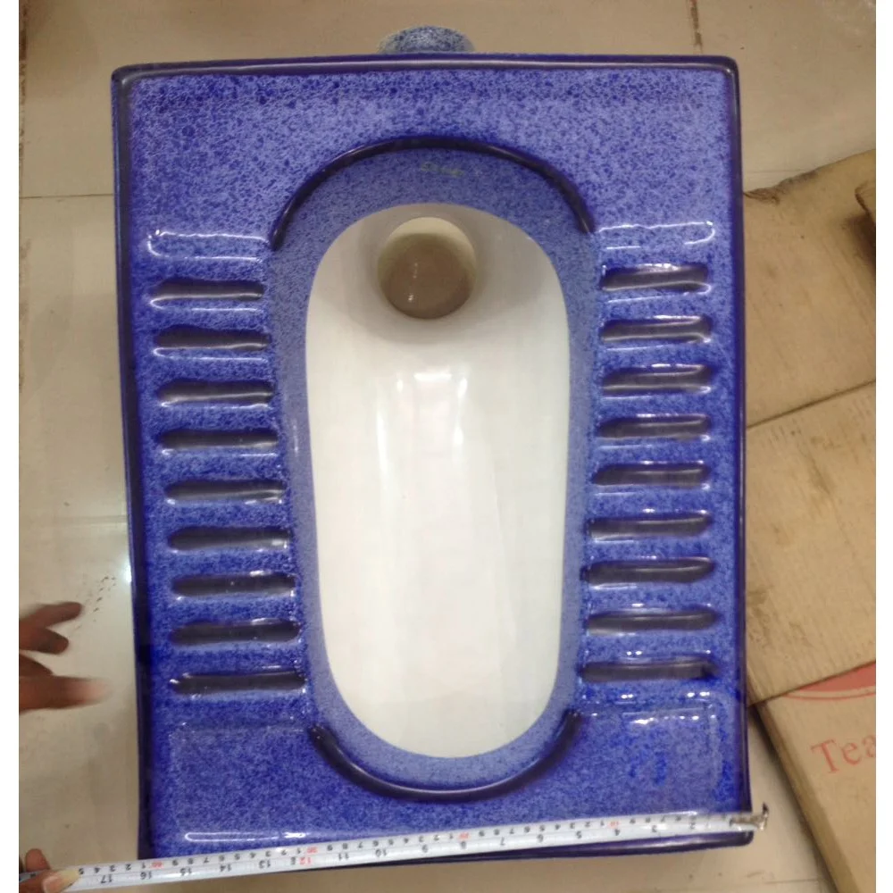 
Export Quality Sanitary Wares New Design blue double product wc regular porcelain squatting wc Squat ceramic squatting pan 
