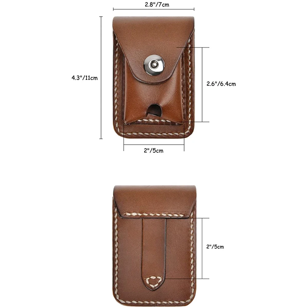 
Wholesale Unisex Handmade Genuine Leather Cigarette Case Pouch Waist Belt Loop Lighter Case 